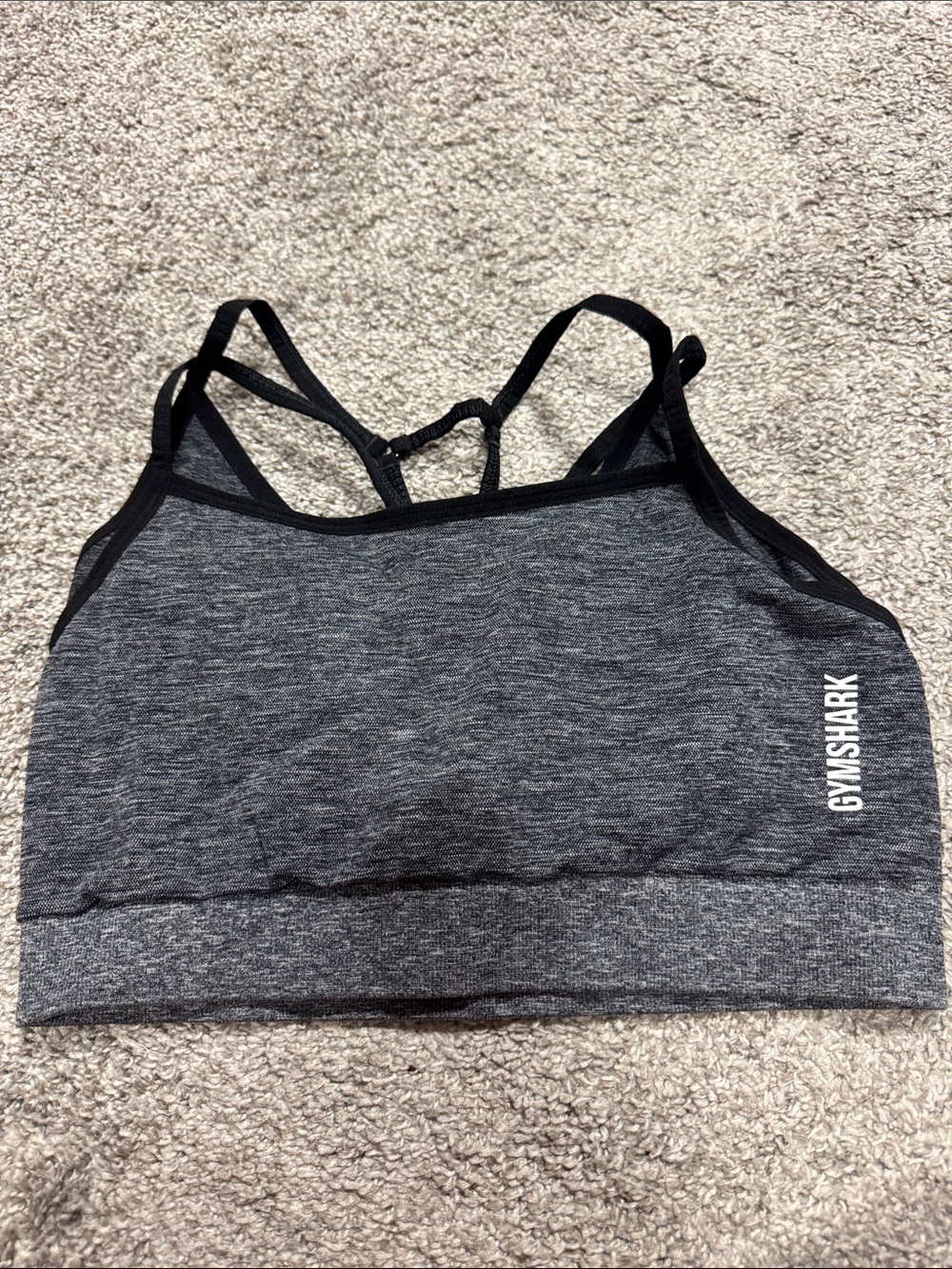 Gymshark Charcoal Heather Seamless Sports Bra with Strappy Back